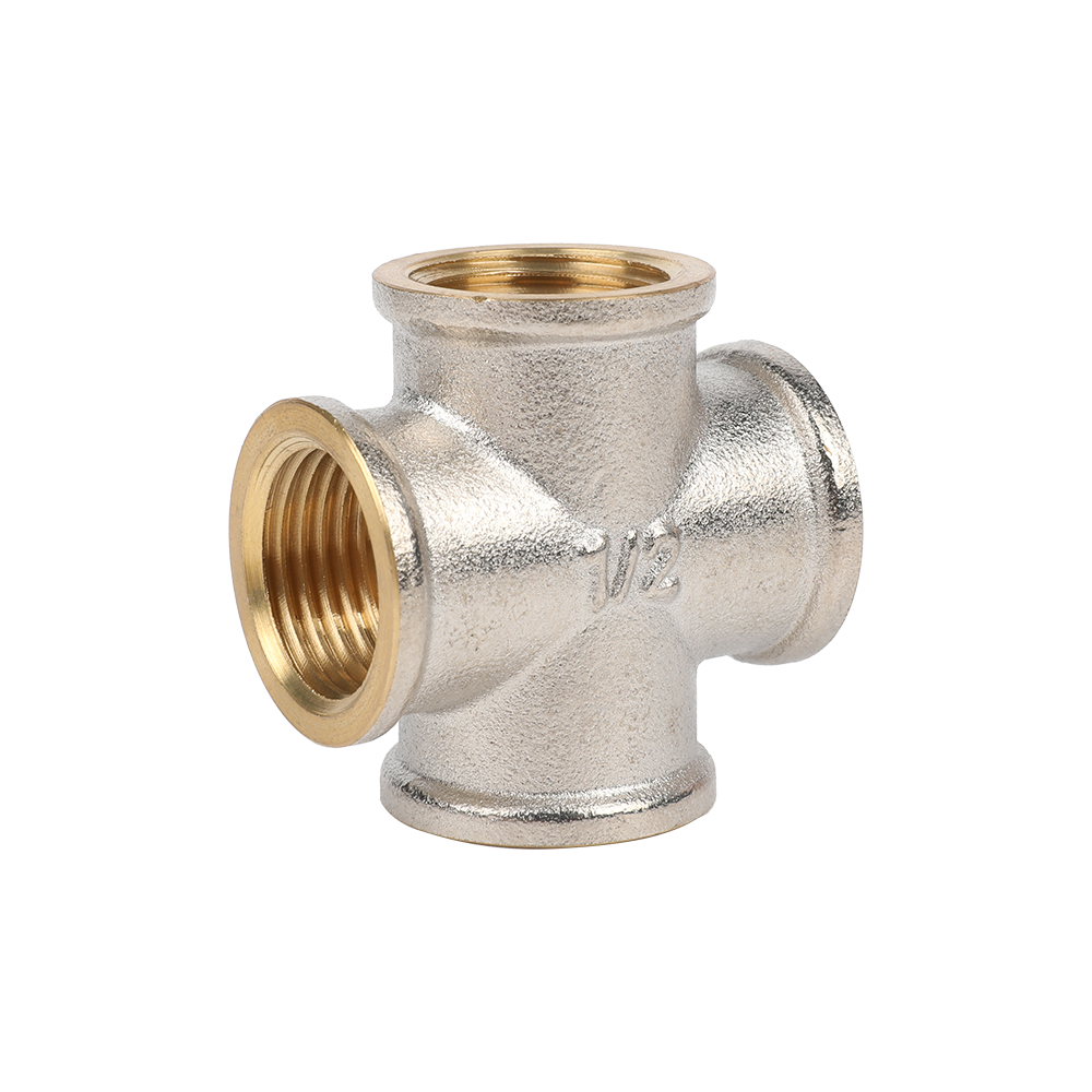 Brass Female Cross, Crossover Fitting, 4-Way Female Thread